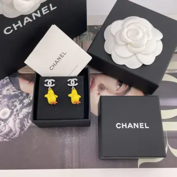 216863 Silver C Hanging Little Yellow Chicken Earrings Replica Chanel Earrings