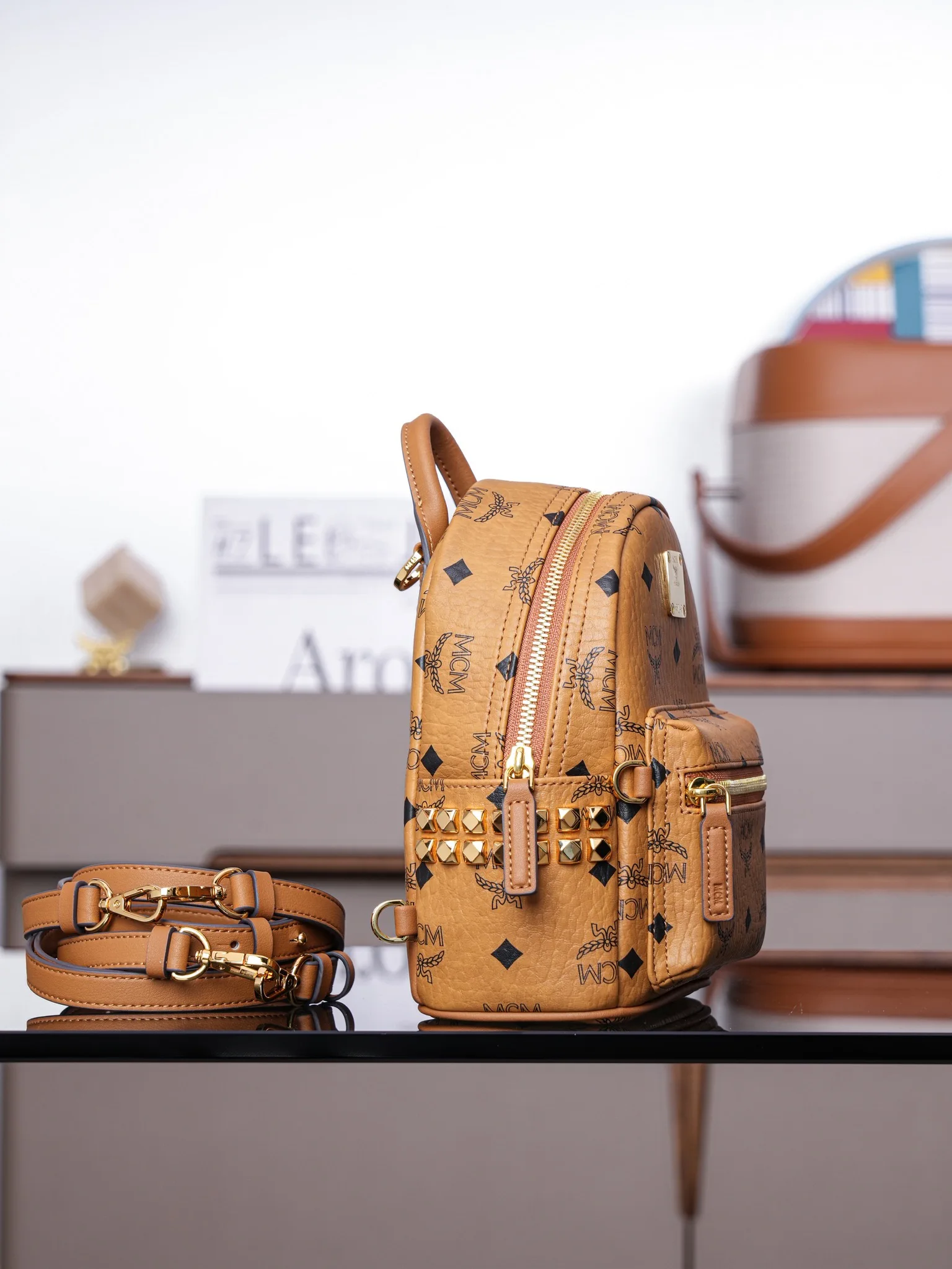 MCM MMK6SVE92CO001 Ultra Mini Cognac Color Backpack Backpack MCM MMK6SVE92CO001 Ultra Mini Cognac Color Backpack Backpack