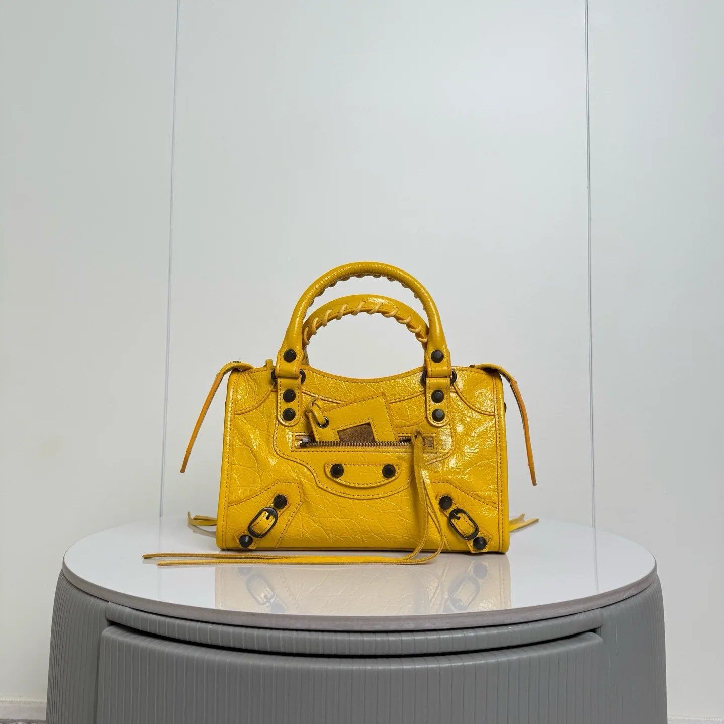 Balenciaga 188108 Pleated Leather New Motorcycle Bag Women s Crossbody Bag