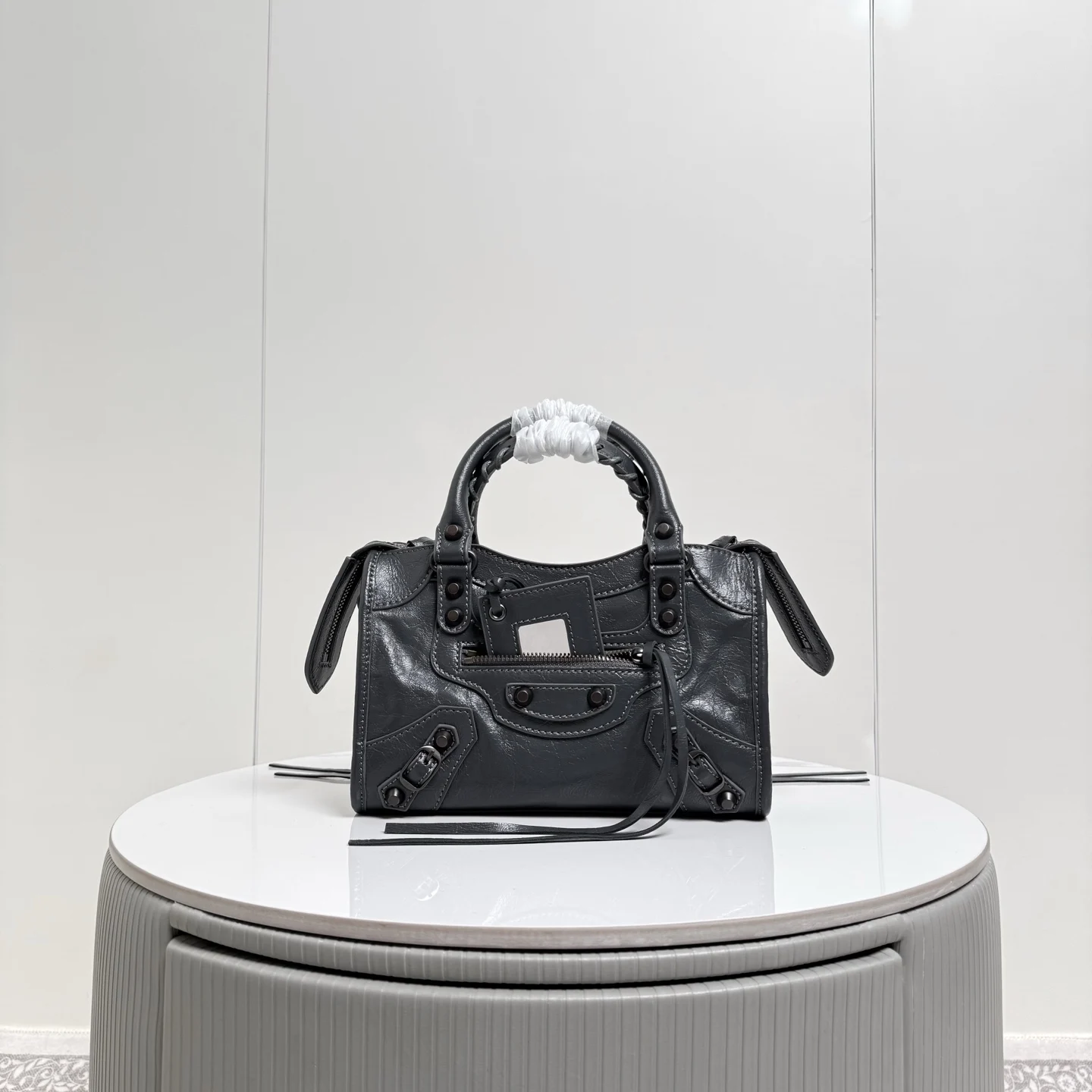 Balenciaga 188108 Pleated Leather New Motorcycle Bag Women s Crossbody Bag
