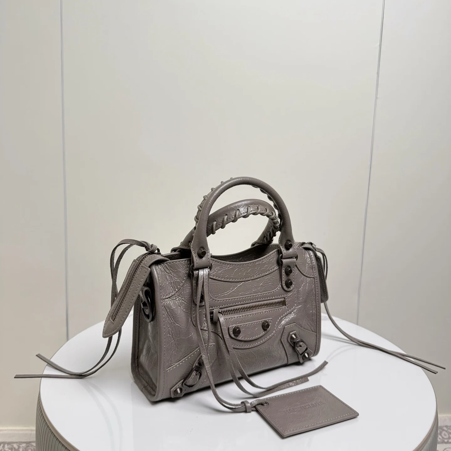 Balenciaga 188108 Pleated Leather New Motorcycle Bag Women s Crossbody Bag