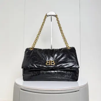 188101 Black Gold Chain Strap Bag Women s Shoulder Bag Replica Balenciaga womens bags