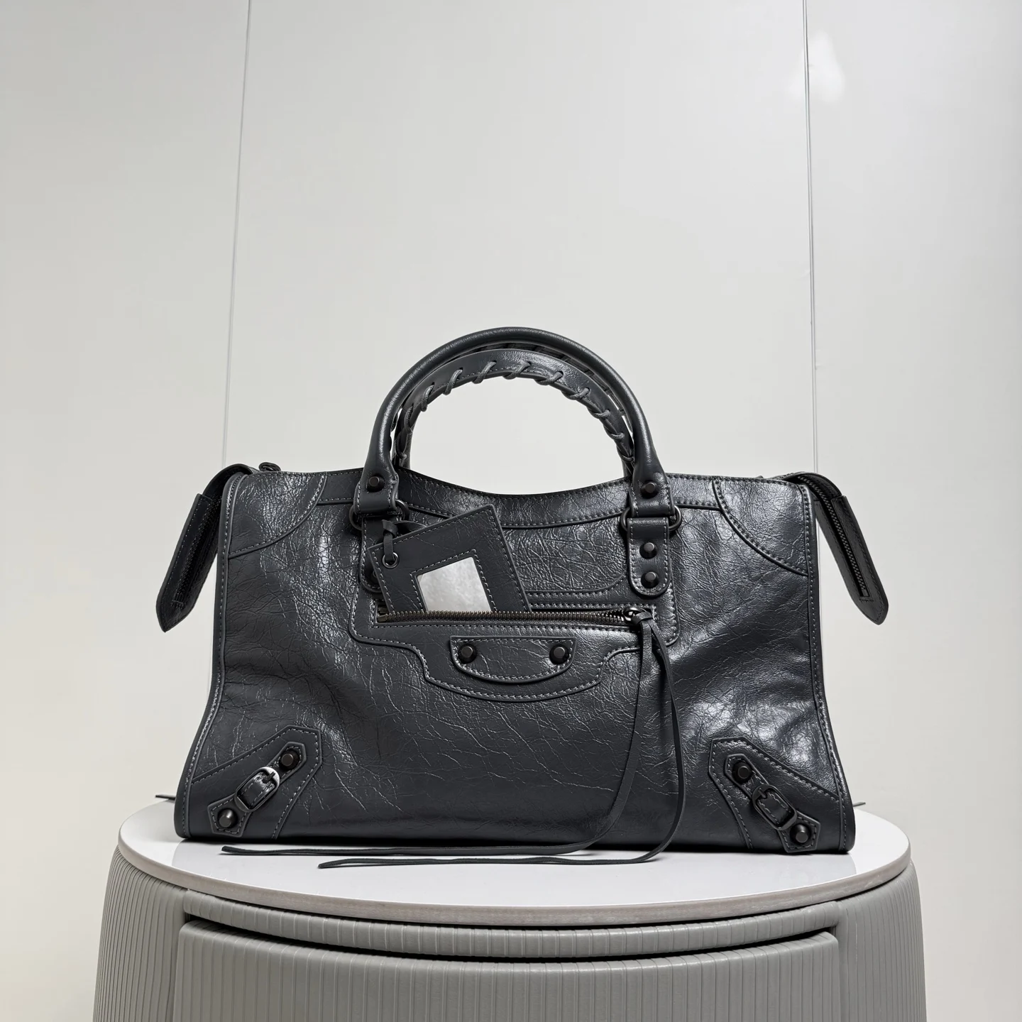 Balenciaga 188110 Pleated Leather New Motorcycle Bag Women s Crossbody Bag