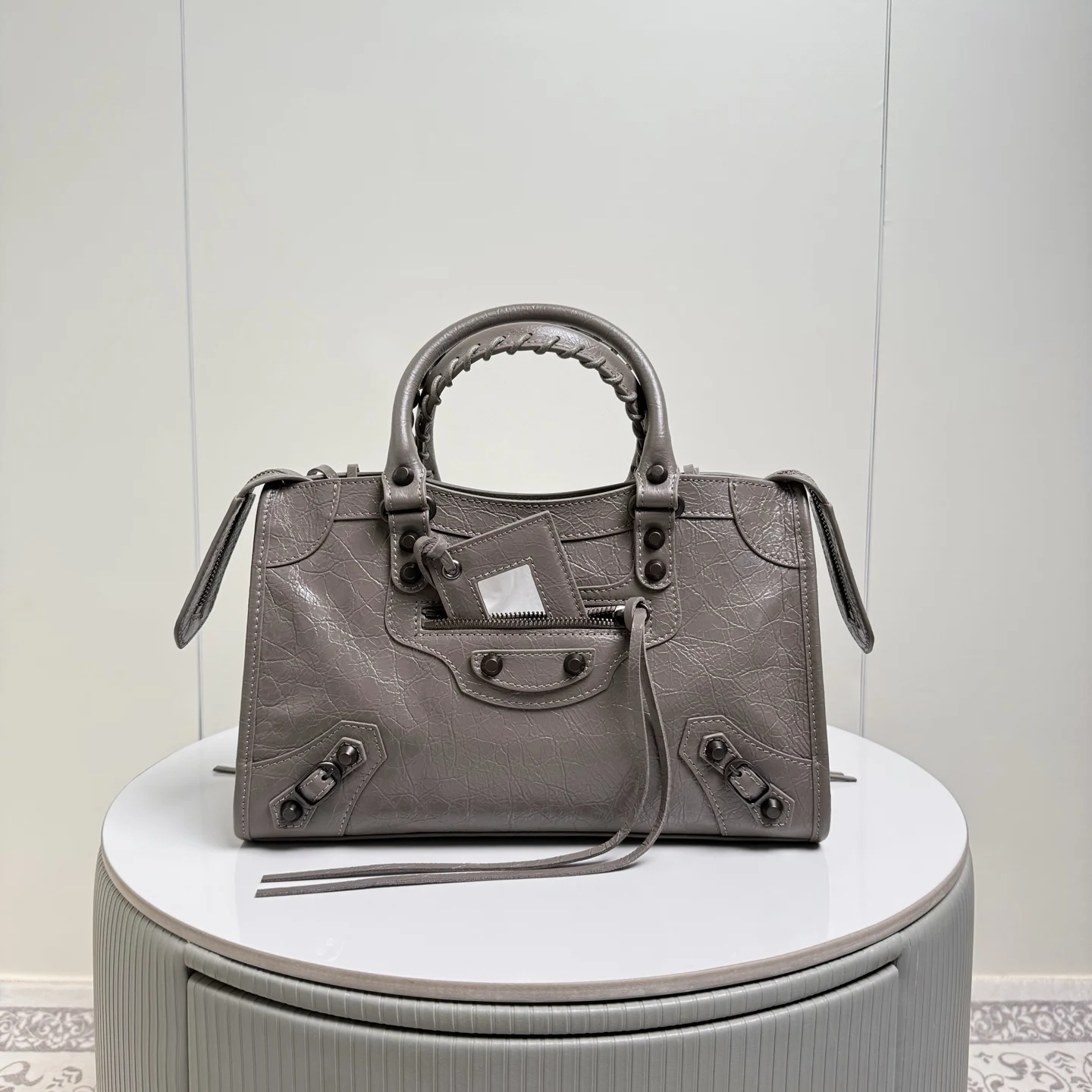 Balenciaga 188109 Pleated Leather New Motorcycle Bag Women s Crossbody Bag