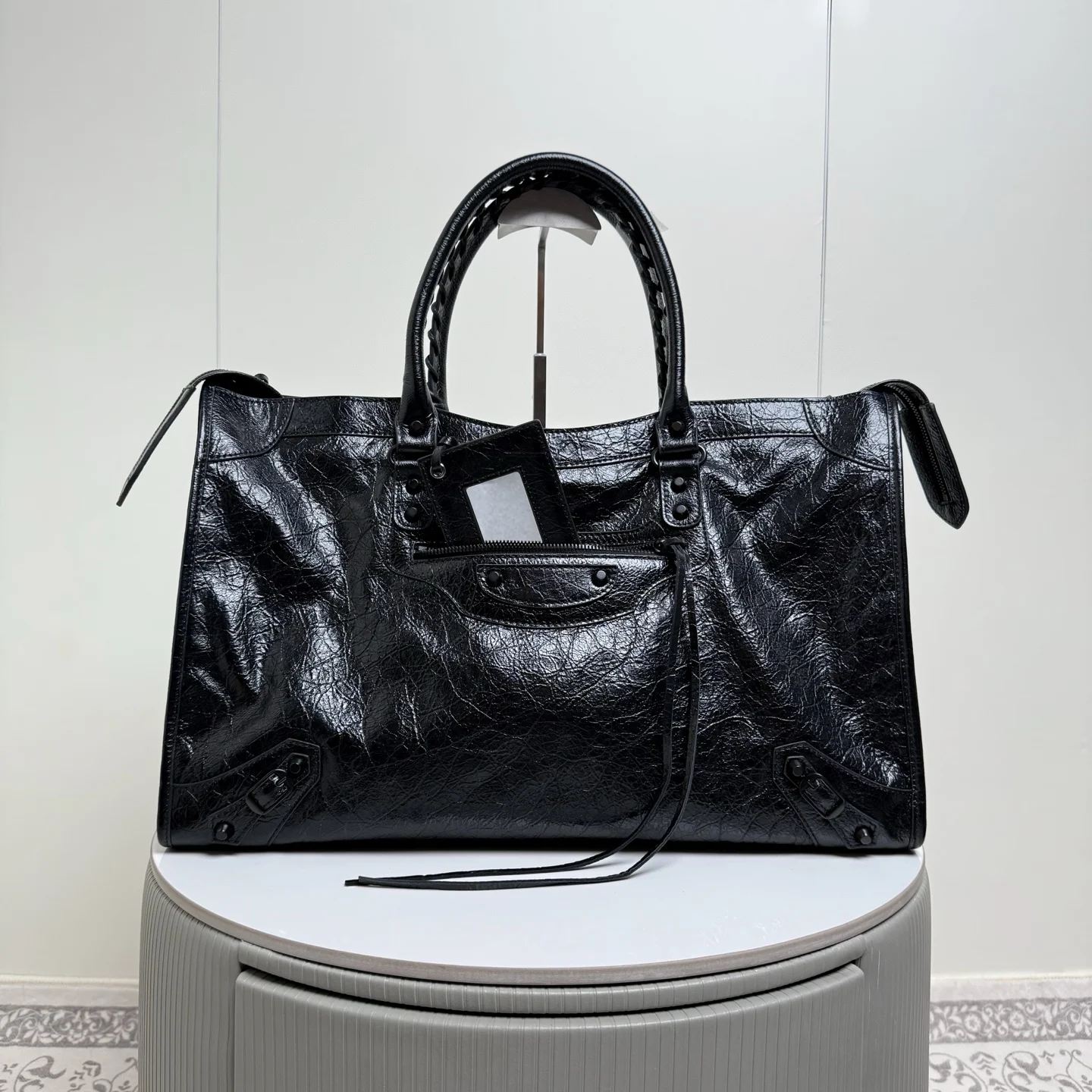Balenciaga 188111 Pleated Leather New Motorcycle Bag Women s Crossbody Bag