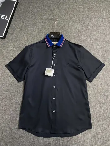 Men s Knitted Color-Block Short Shirt Replica Hermes Shirts