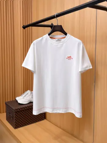 New Short Sleeve Round Neck T-Shirt Men s T-Shirt Replica Hermes Tshirts and Polos