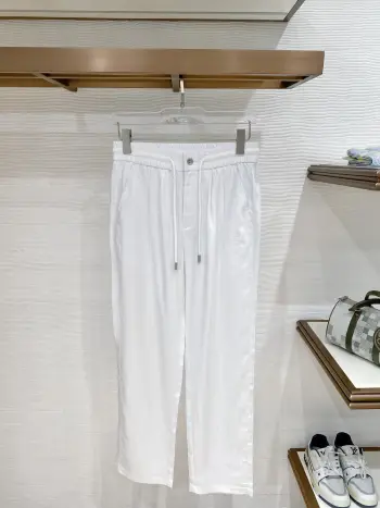 Men s Nameplate Fashion Drawstring Cuffed Casual Long Pants Replica Loro Piana Pants and Trousers