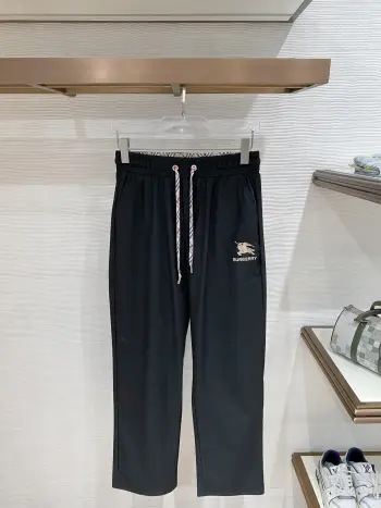 Men s Nameplate Fashion Drawstring Cuffed Casual Long Pants Replica Burberry Pants and Trousers