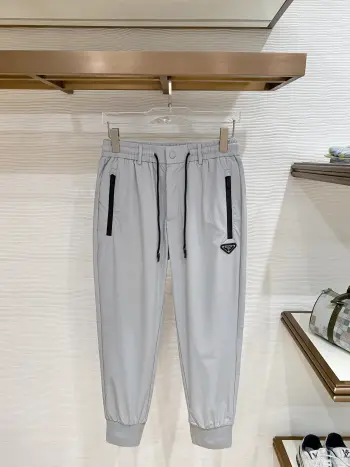 Men s Nameplate Fashion Drawstring Cuffed Casual Long Pants Replica Prada Pants and Trousers