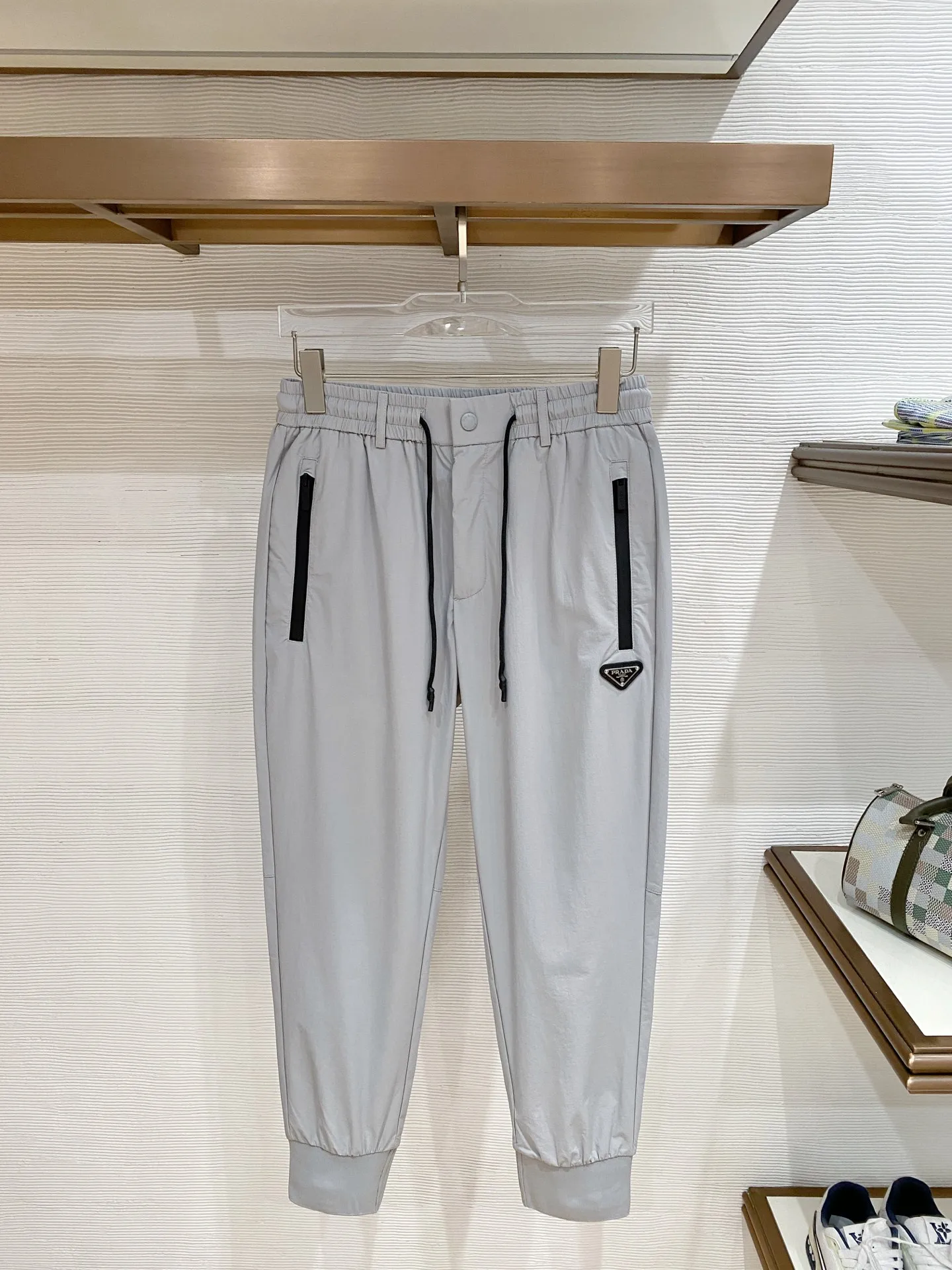 Prada Men s Nameplate Fashion Drawstring Cuffed Casual Long Pants Prada Men s Nameplate Fashion Drawstring Cuffed Casual Long Pants