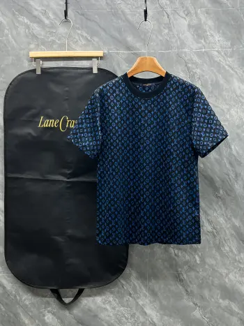 Jacquard Color-Contrast Vintage Floral Round Neck Short Sleeve T-Shirt Replica Louis Vuitton Tshirts and Polos
