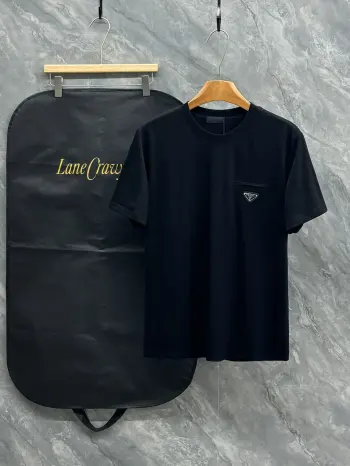 Latest unisex casual round neck short sleeve T-shirt Replica Prada Tshirts and Polos