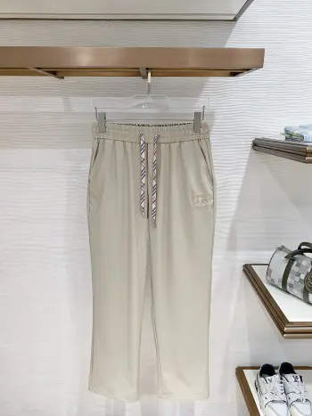 Men s Nameplate Fashion Drawstring Cuffed Casual Long Pants Replica Burberry Pants and Trousers