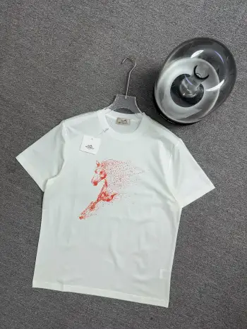 Simple Round Neck New Short Sleeve T-shirt Replica Hermes Tshirts and Polos