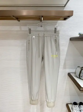 Men s Nameplate Fashion Drawstring Cuffed Casual Long Pants Replica Fendi Pants and Trousers