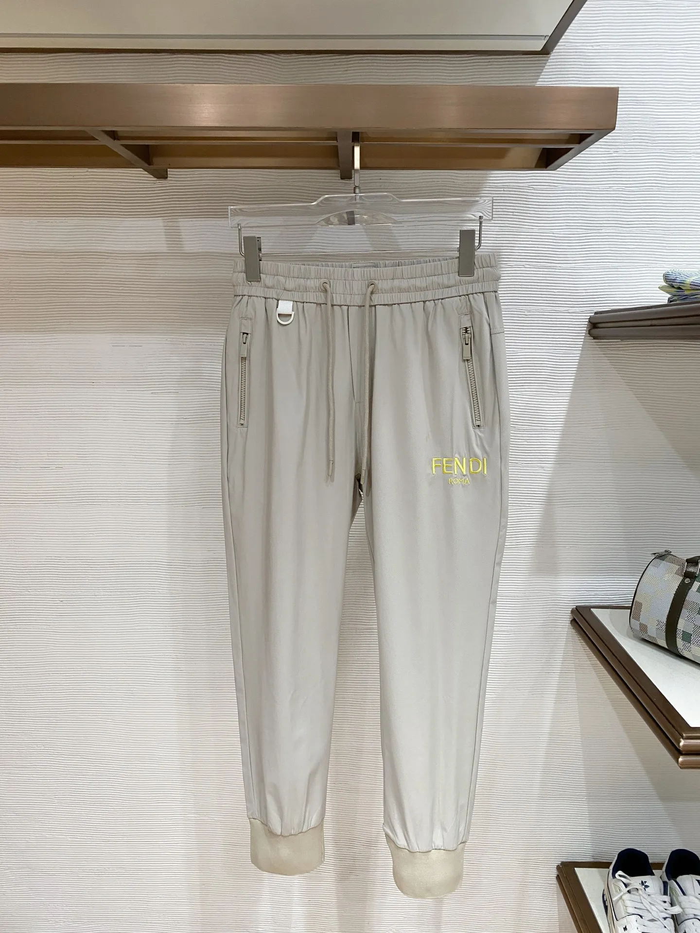 Fendi Men s Nameplate Fashion Drawstring Cuffed Casual Long Pants Fendi Men s Nameplate Fashion Drawstring Cuffed Casual Long Pants