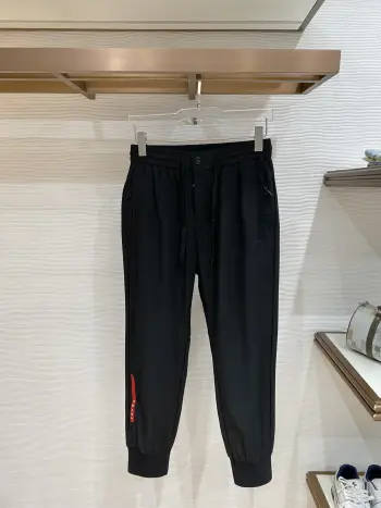 Men s Nameplate Fashion Drawstring Cuffed Casual Long Pants Replica Prada Pants and Trousers