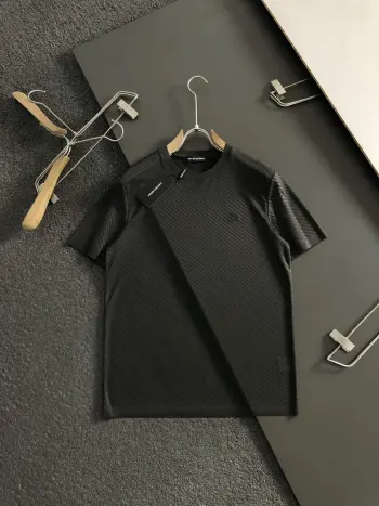Striped ice silk ultra-thin breathable solid color short sleeve Replica Armani Tshirts and Polos