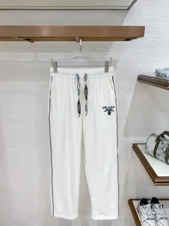Men s Nameplate Fashion Drawstring Cuffed Casual Long Pants Replica Prada Pants and Trousers