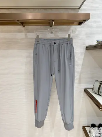 Men s Nameplate Fashion Drawstring Cuffed Casual Long Pants Replica Prada Pants and Trousers