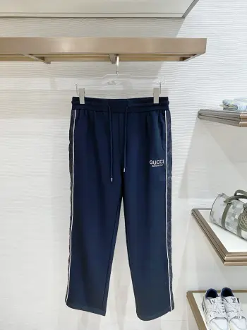 Men s Nameplate Fashion Drawstring Cuffed Casual Long Pants Replica Gucci Pants and Trousers