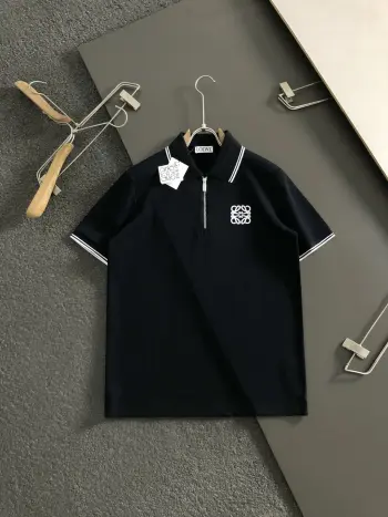 Black and white color-blocked short-sleeve刺 Replica Loewe Tshirts and Polos