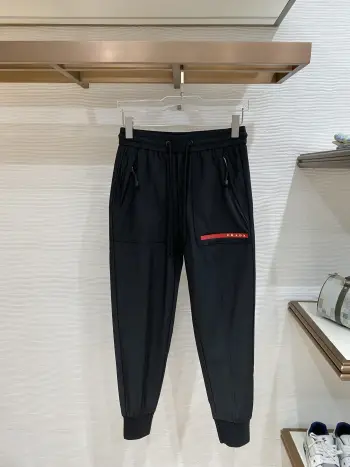 Men s Nameplate Fashion Drawstring Cuffed Casual Long Pants Replica Prada Pants and Trousers