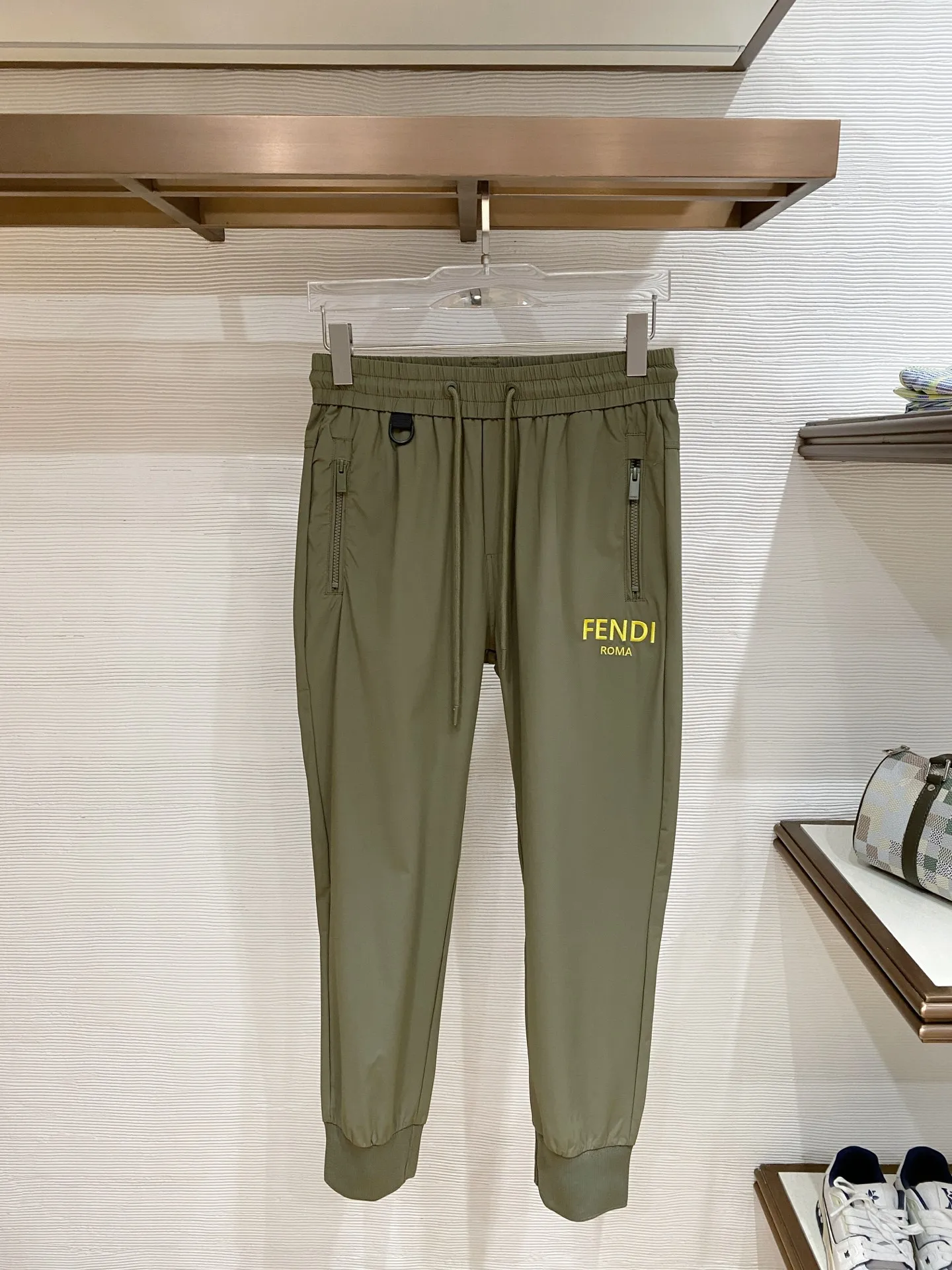 Fendi Men s Nameplate Fashion Drawstring Cuffed Casual Long Pants