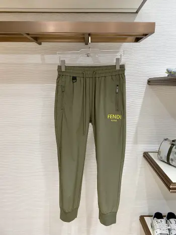 Men s Nameplate Fashion Drawstring Cuffed Casual Long Pants Replica Fendi Pants and Trousers