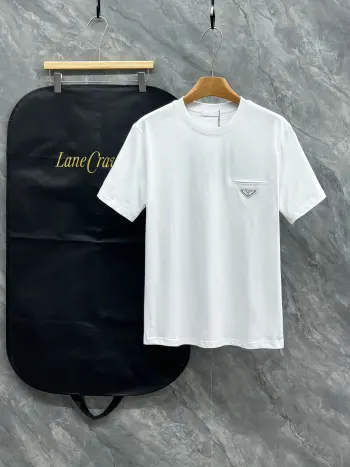 Latest unisex casual round neck short sleeve T-shirt Replica Prada Tshirts and Polos