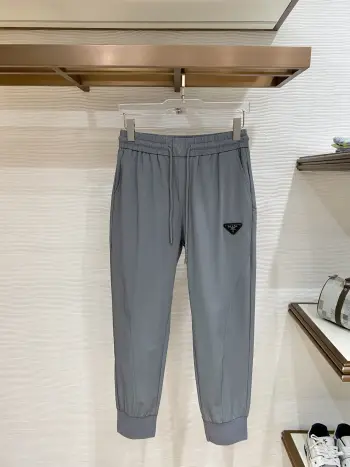 Men s Nameplate Fashion Drawstring Cuffed Casual Long Pants Replica Prada Pants and Trousers