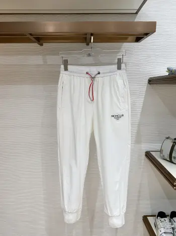 Men s Nameplate Fashion Drawstring Cuffed Casual Long Pants Replica Moncler Pants and Trousers