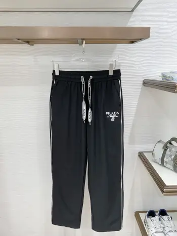 Men s Nameplate Fashion Drawstring Cuffed Casual Long Pants Replica Prada Pants and Trousers