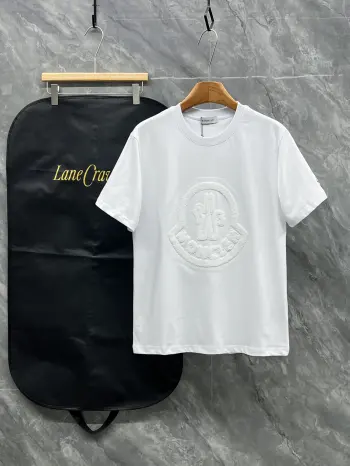 Jacquard Color-Contrast Vintage Round Neck Short Sleeve T-Shirt Replica Moncler Tshirts and Polos