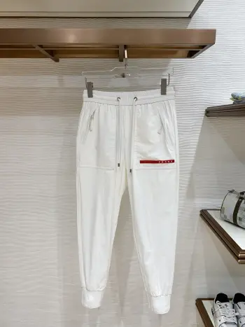 Men s Nameplate Fashion Drawstring Cuffed Casual Long Pants Replica Prada Pants and Trousers