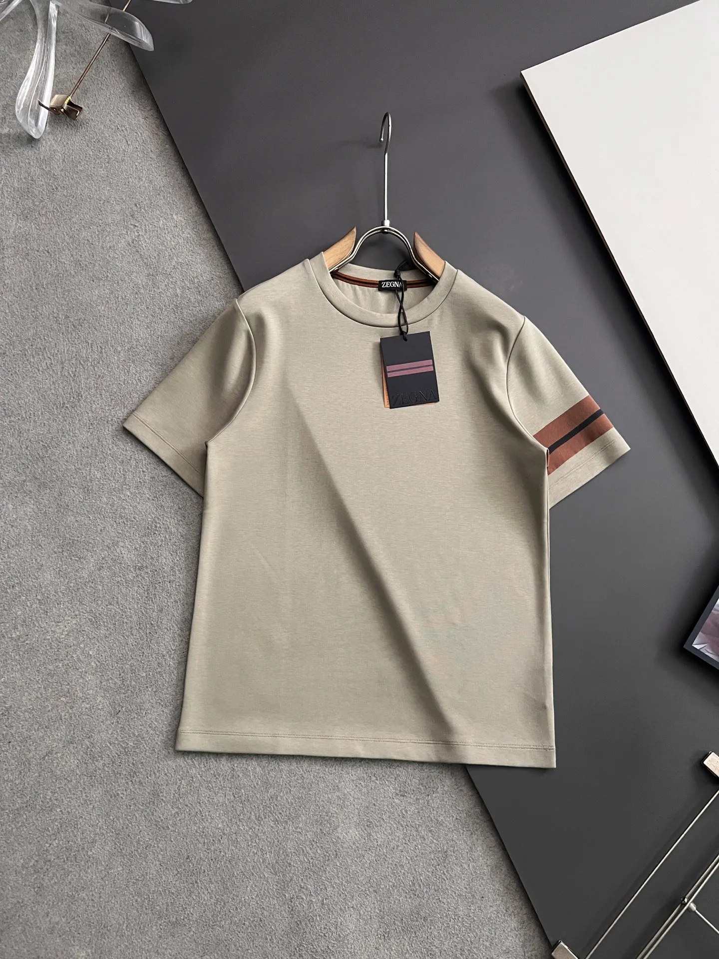 Zegna Double-strand mercerized imported milk silk T-shirt Zegna Double-strand mercerized imported milk silk T-shirt