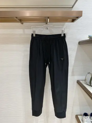 Men s Nameplate Fashion Drawstring Cuffed Casual Long Pants Replica Prada Pants and Trousers