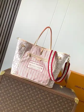M11948 Canvas and Striped Fabric Handbag Women s Shoulder Bag Replica Louis Vuitton womens bags