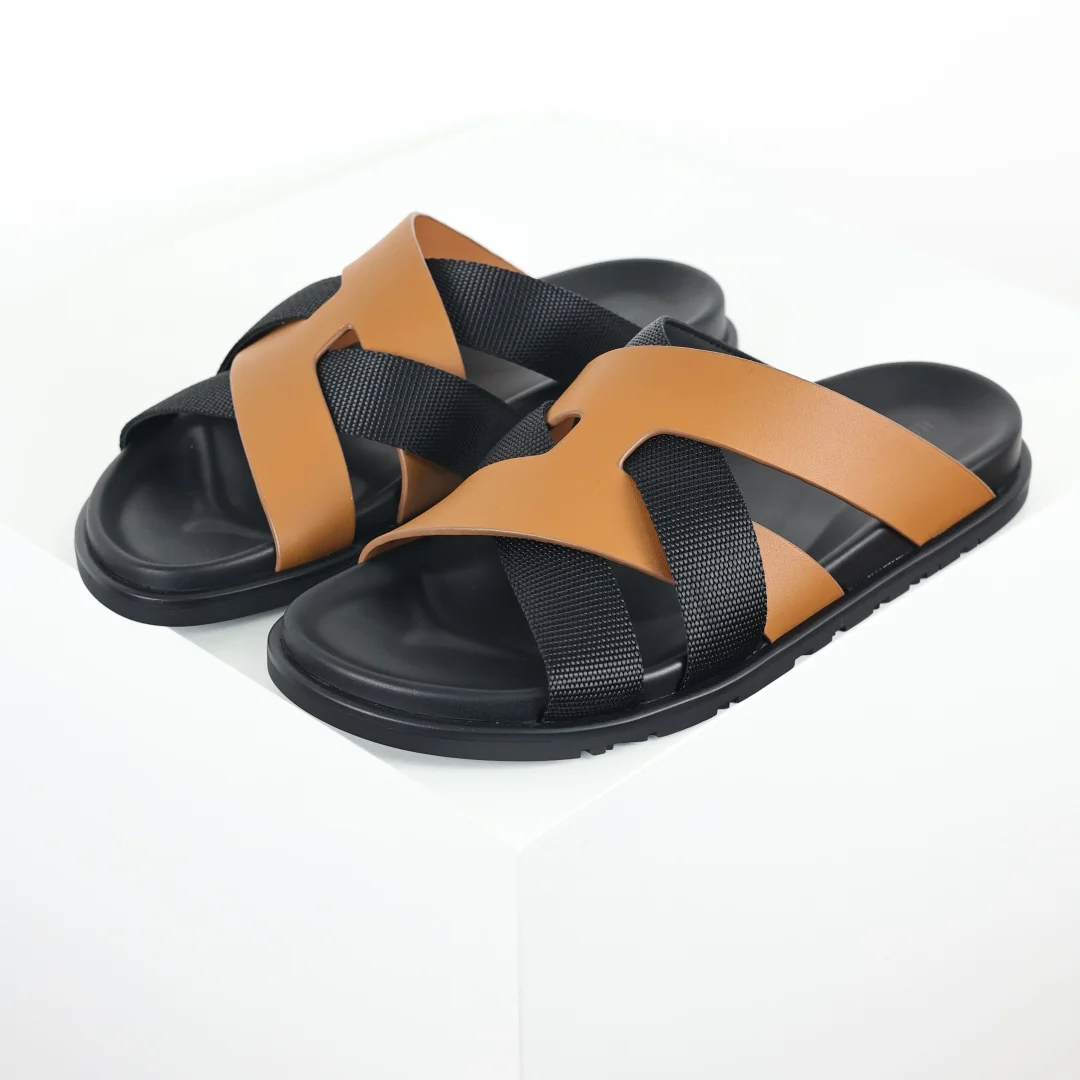 Hermes Cross-woven strap slide sandals men s cool slippers Hermes Cross-woven strap slide sandals men s cool slippers